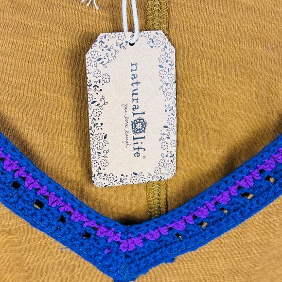 Natural Life Women LongSleeve Cotton Boho T-Shirt Crochet XL Bohemian NWT Hippie - Picture 5 of 11